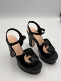 Sandales Gucci Plateforme Interlocking G cuir noir T.38 — vue principale